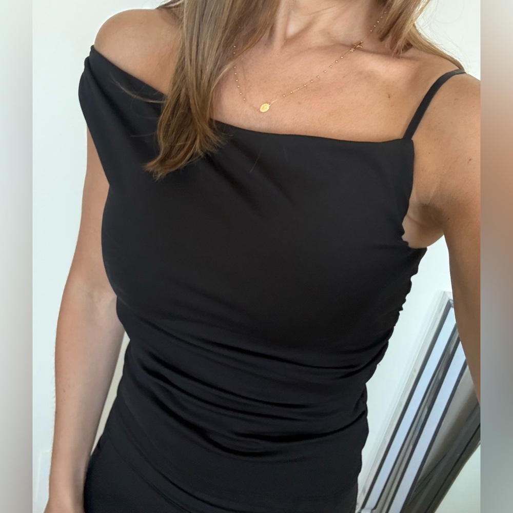 Zara One Shoulder Black Top